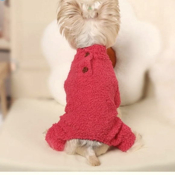 Teddy Fleece Dog Pajamas for Small Dogs Girl Winter Warm Puppy Pjs XXS pink - Picture 3 of 8